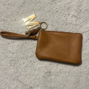 Brown Wristlet with Gold Initial Charm
